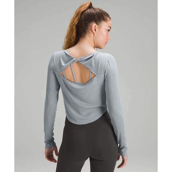 lululemon athletica Tops - Lululemon Modal Silk Twist-Back Yoga Long Sleeve Shirt Chambray Size 2
